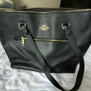 Coach Black Textured Leather Tote